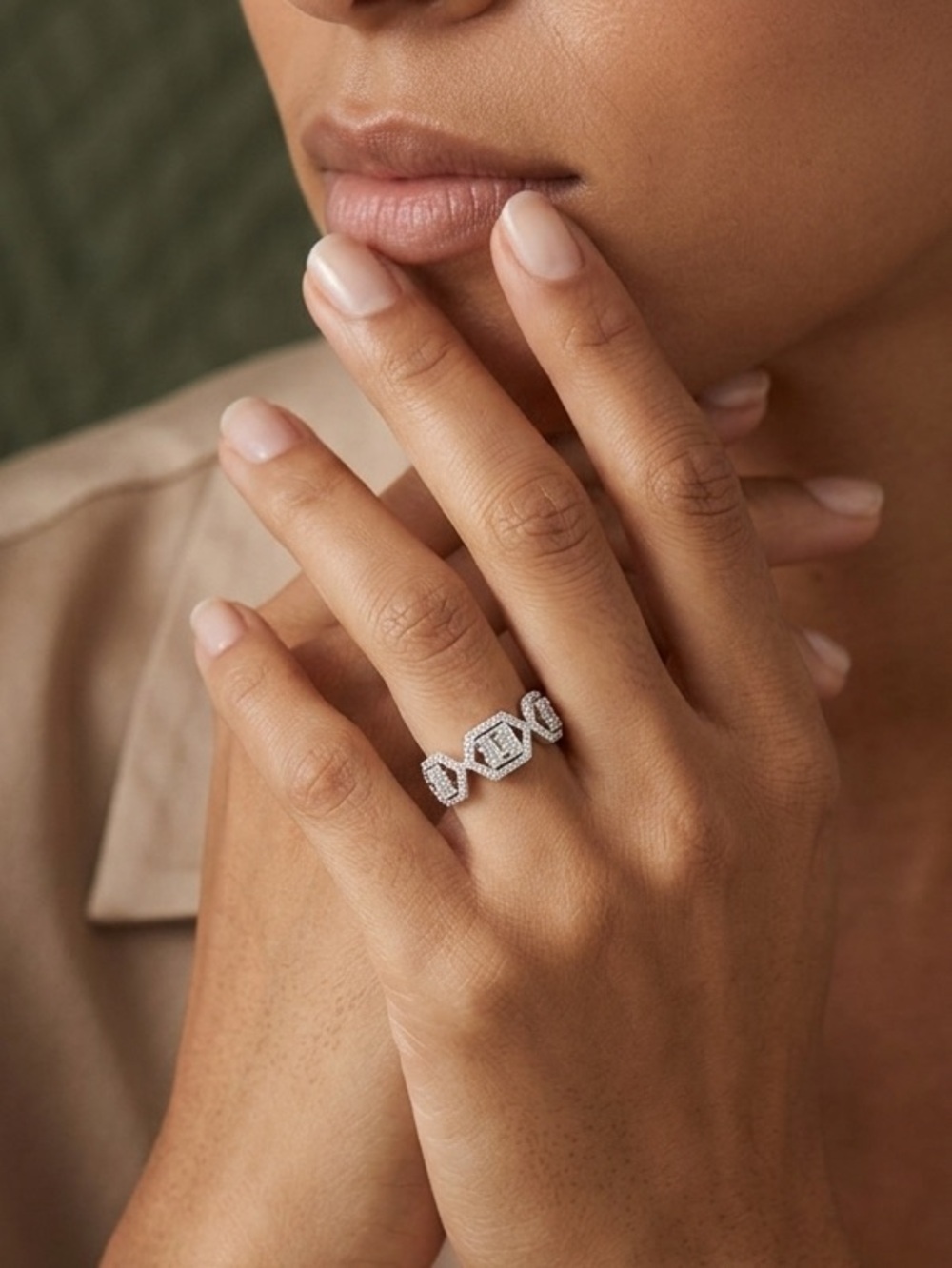 Bond Party Main Stone‎ Diamond Cubic Zirconia Geometric Ring Size 10